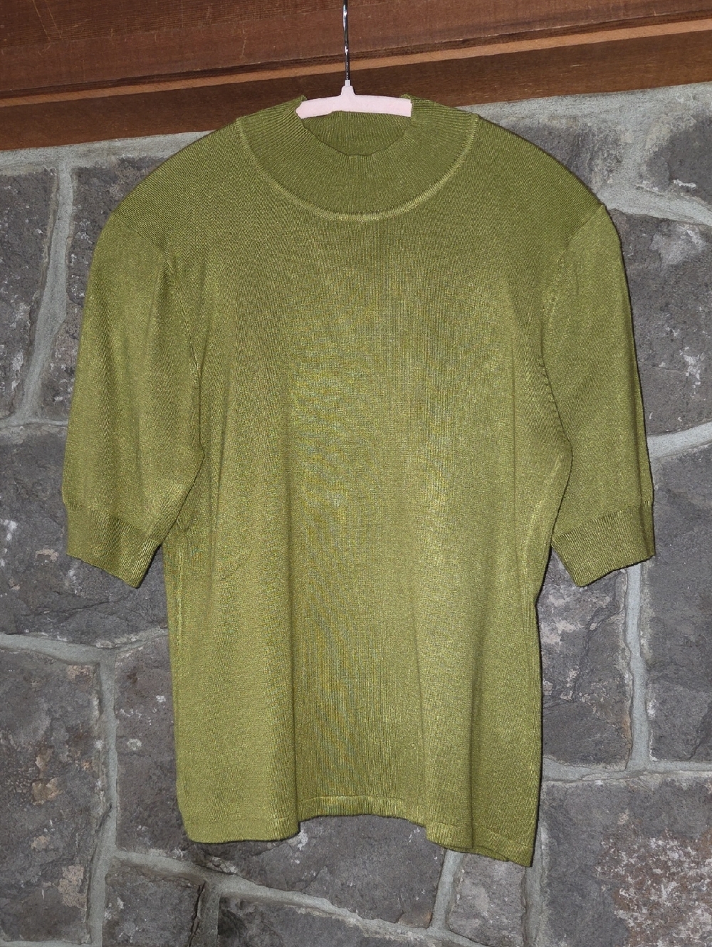 Coldwater Creek Olive Green Short-Sleeve Crewneck Top